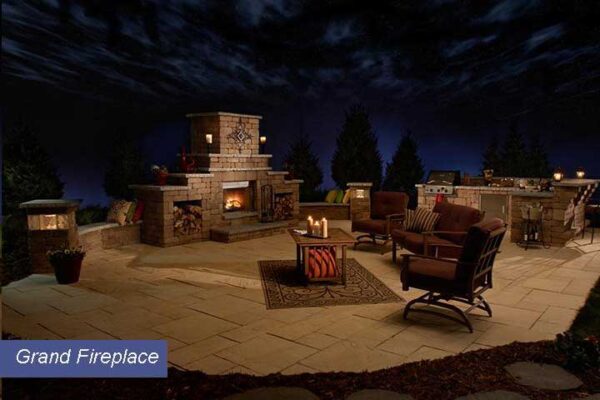 Outdoor fireplace and paver patio