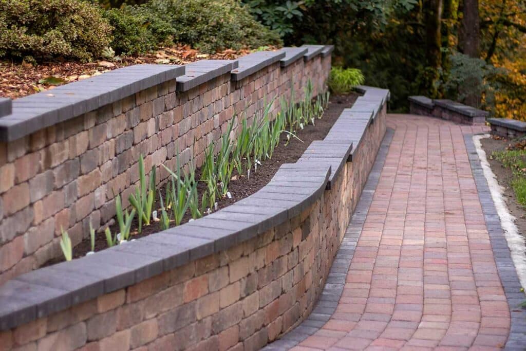 paver walkway and retaining wall