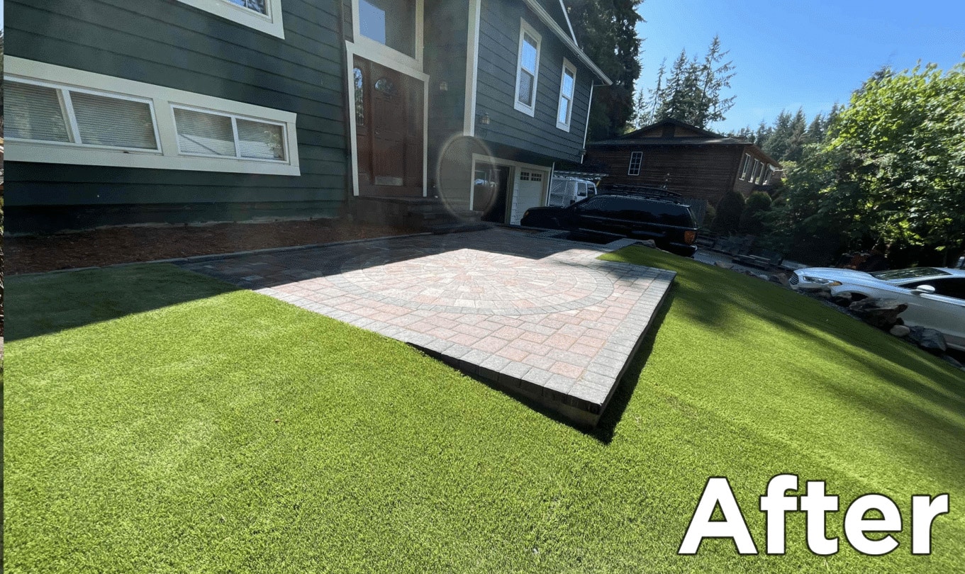 Artificial Turf Installation 15 Patio Pavers by Sta Built After Installation