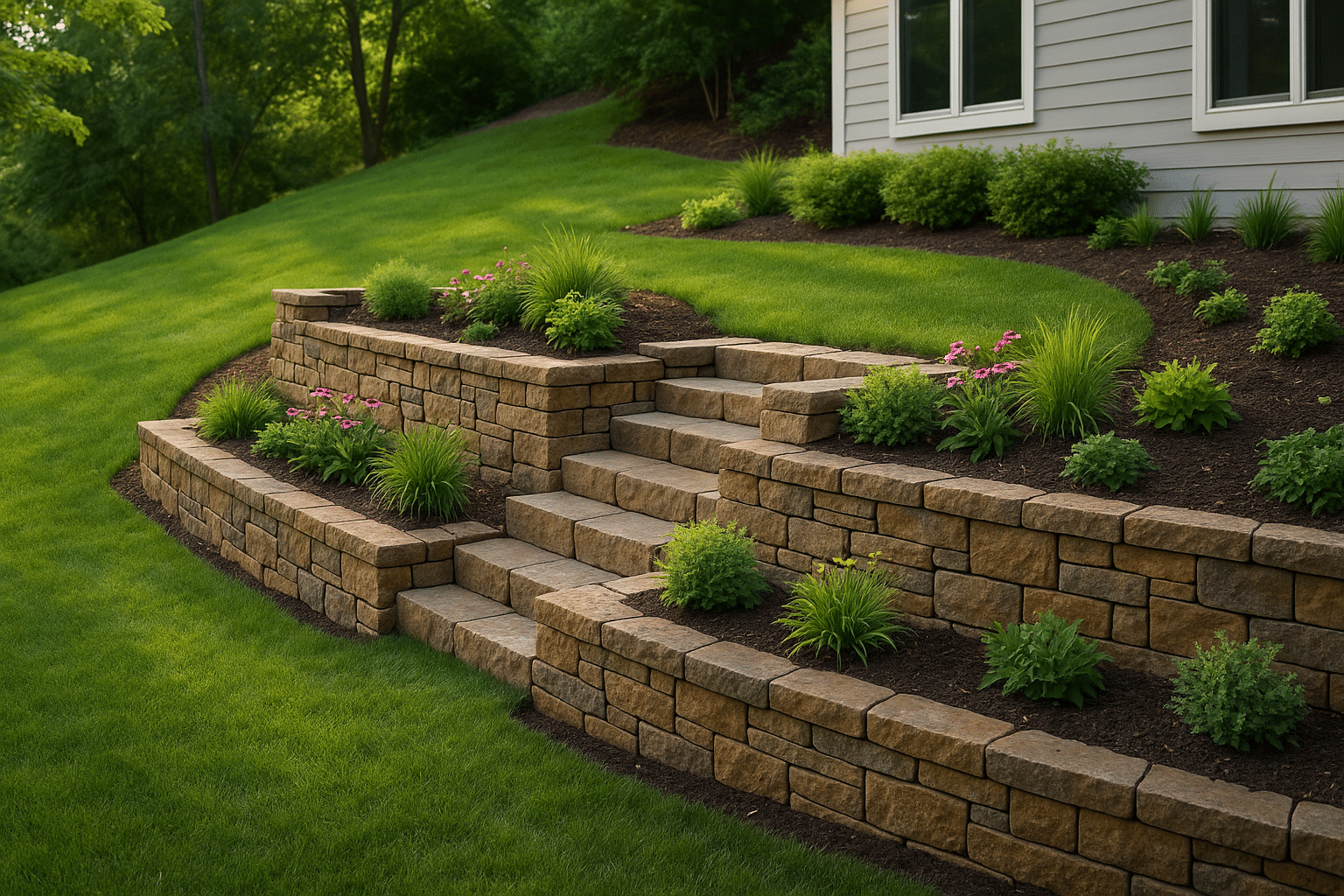 simple retaining wall ideas for sloped backyard