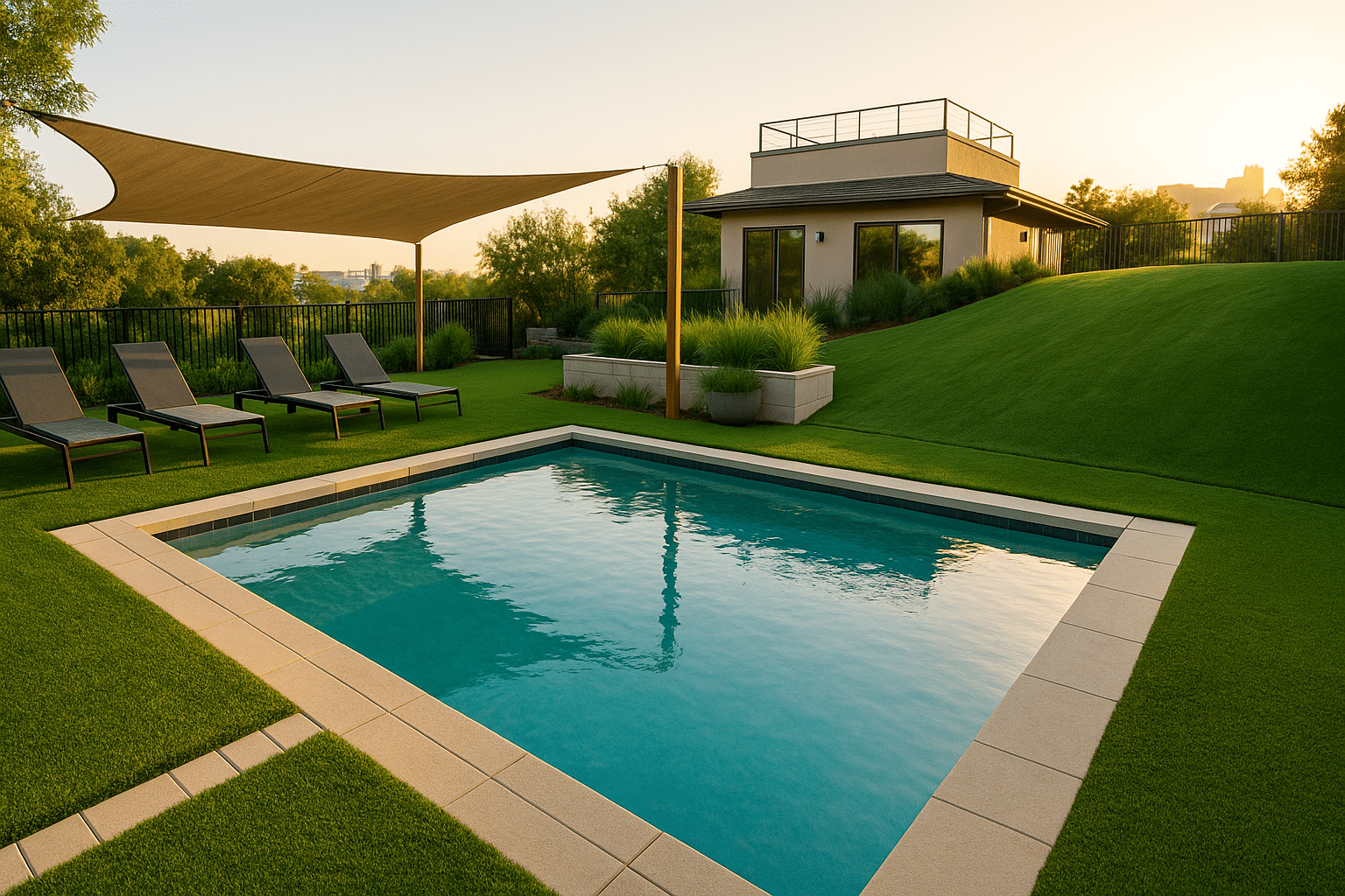 Creative Ways to Use Artificial Turf: Pools, Slopes, and Rooftops 1 Artificial Turf Around Pool