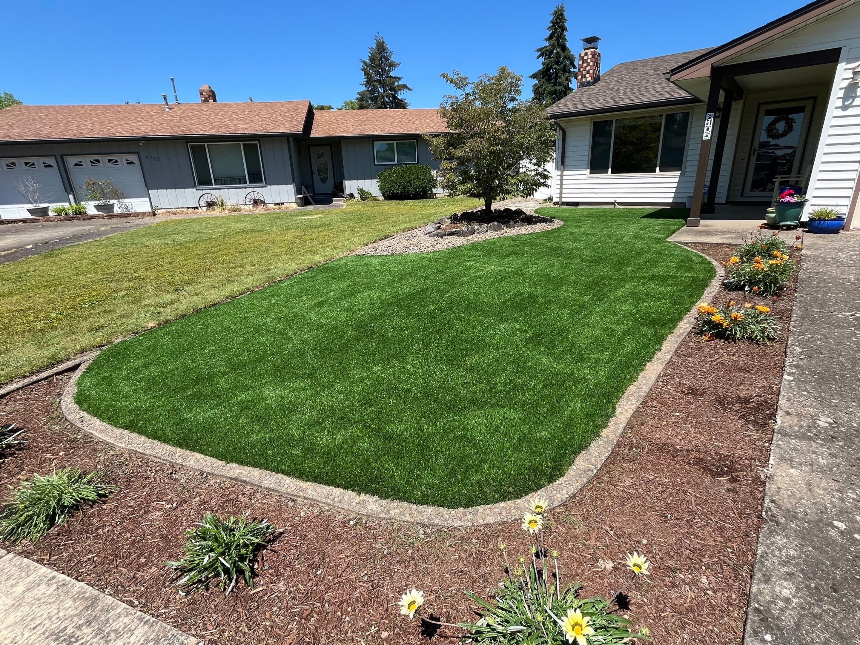Artificial turf installation by Sta-Built
