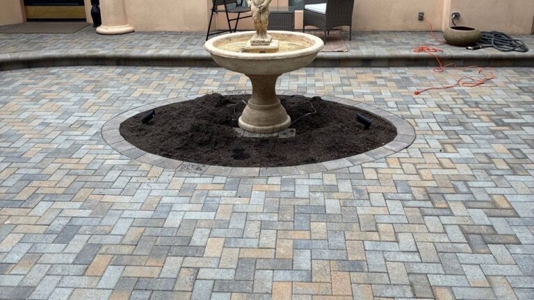 Paver Patio Installation in Seattle, WA: An 871 Square Foot Herringbone Courtyard and Fountain Rebuild