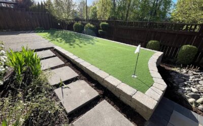 Outdoor Living 1 Backyard Putting Green Installation in Portland, OR: A Raised Green Built Over a Sloped Lawn
