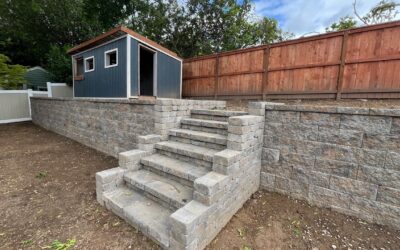 Outdoor Living 2 Retaining Wall Installation in Portland, OR: 110 Feet of Belgard Diamond Pro Replacing an Old Rock Terrace